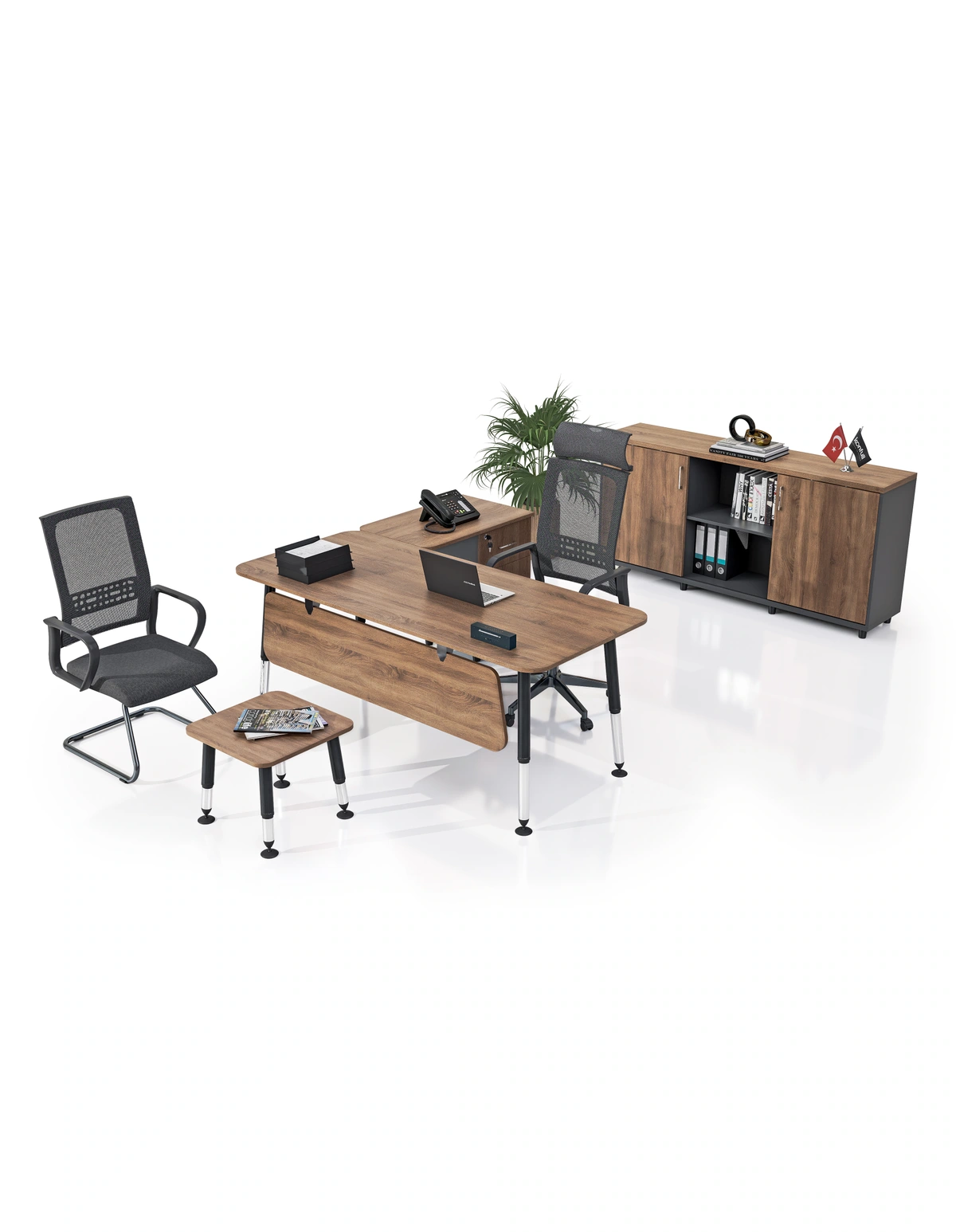kale-ofis-beril-ofis-masa-takimi-08-renk-gorunumu Beril Kafkas Meşe ofis masa takımının dört parçası