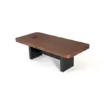 Bold 240x110 cm toplantı masası; ceviz kaplama tabla, lake ayak ve powerbox