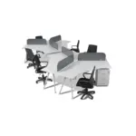 Inter Work 1 Beyaz Gri Altılı Workstation