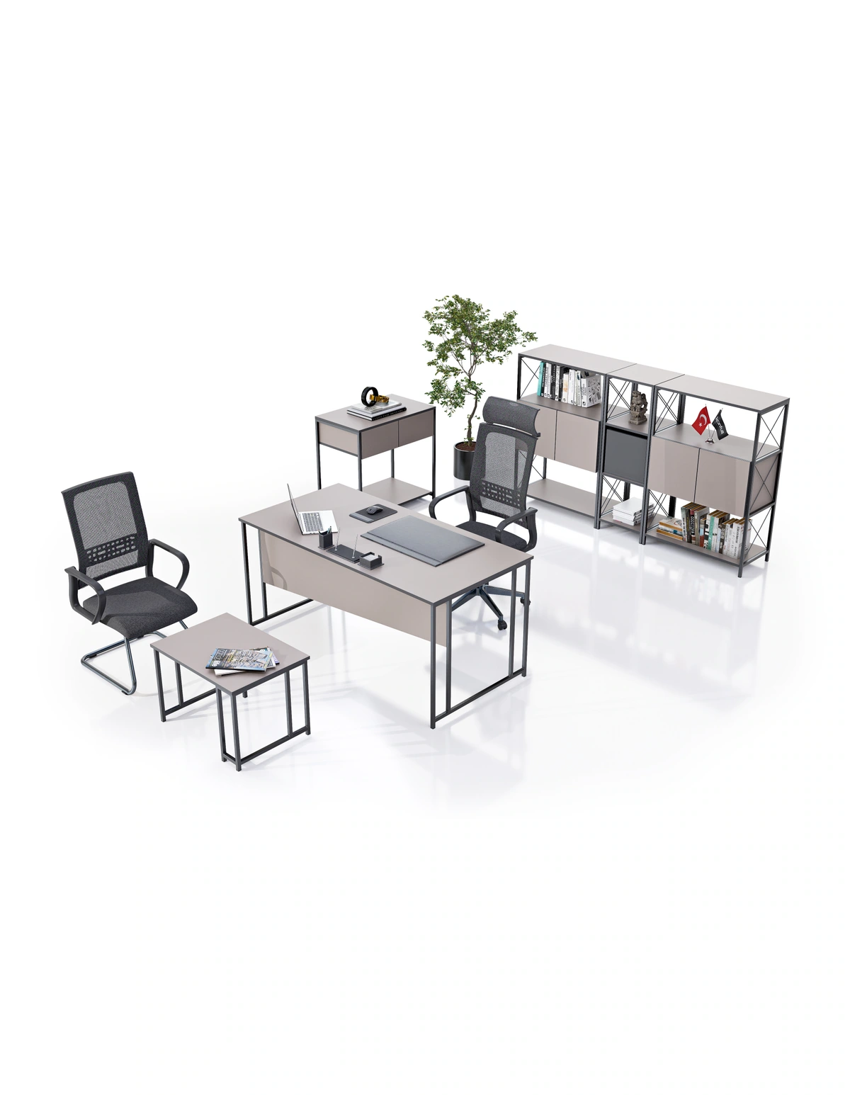 kale-ofis-troy-metal-ayakli-ofis-masa-takimi-09-renk-gorunumu Troy Stone ofis masa takımı ve üç dolap modülü