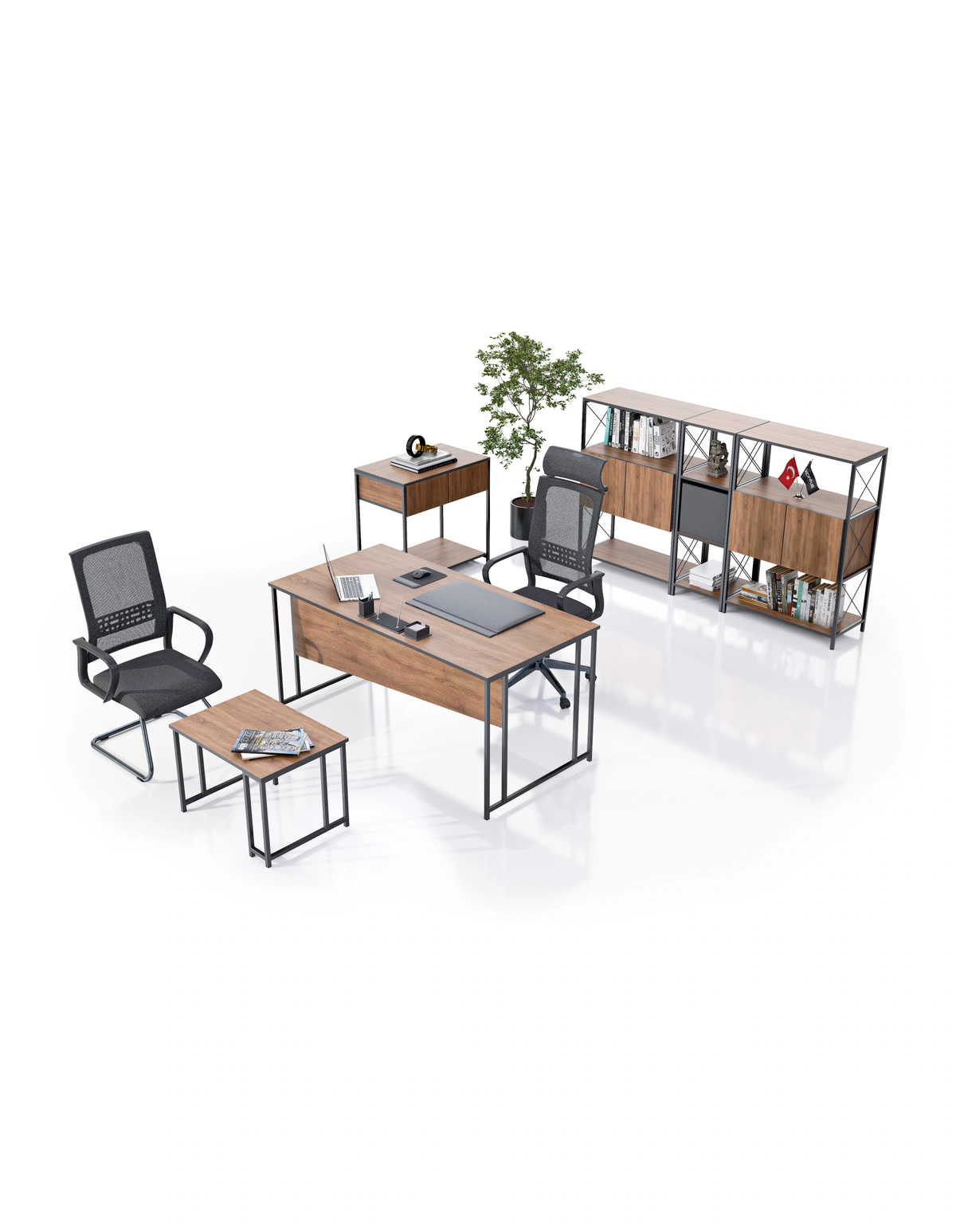 kale-ofis-troy-metal-ayakli-ofis-masa-takimi-10-renk-gorunumu Troy Kafkas Meşe ofis masa takımı